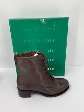 David Tate Explorer granny boots brown leather waterproof zipper new 8.5 WIDE
